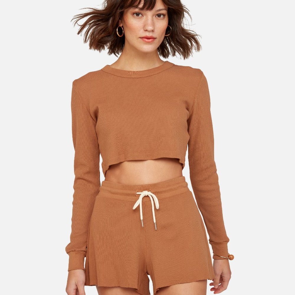 MATE the Label Thermal Crop Top and Short Set in SEDONA